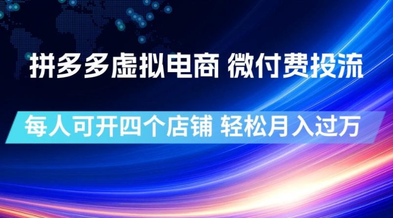 拼多多虚拟电商，微付费投流玩法，每人可开四个店，轻松月入过1W【揭秘】-大伟资源网