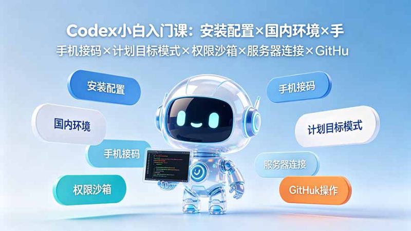 Codex小白入门课：安装配置×国内环境×手机接码×计划目标模式×权限沙箱×服务器连接×GitHub操作-大伟资源网