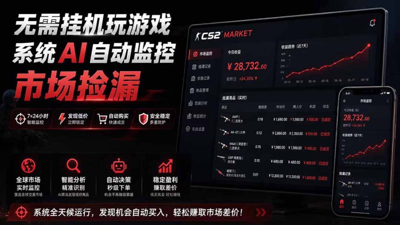 系统AI自动监控市场捡漏，不用玩游戏|只需要一部手机|支持任何形式数据验证-大伟资源网