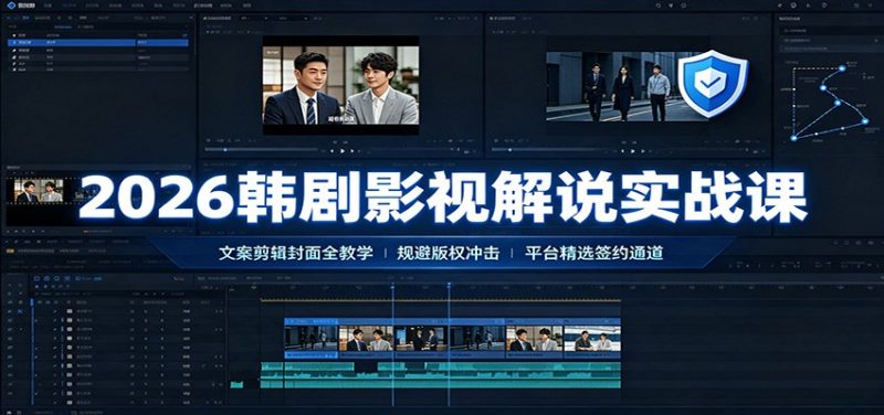 2026韩剧影视解说实战课:文案剪辑封面全教学,规避版权冲击平台精选签约通道-大伟资源网