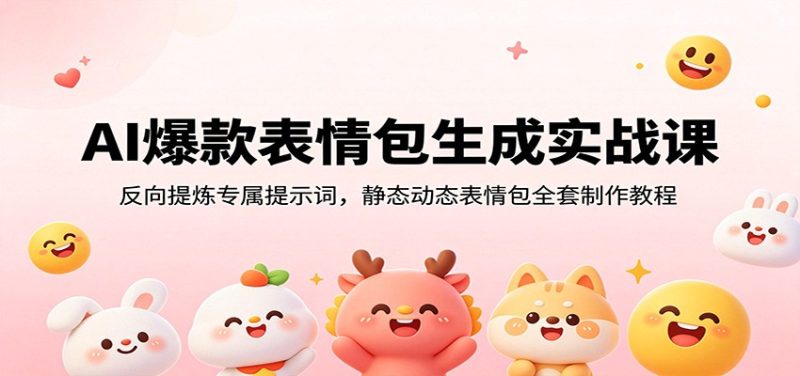 AI爆款表情包生成实战课：反向提炼专属提示词，静态动态表情包全套制作教程-大伟资源网