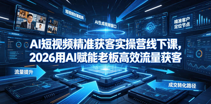 AI短视频精准获客实操营6月10-14号线下课，2026用AI赋能老板高效流量获客-大伟资源网