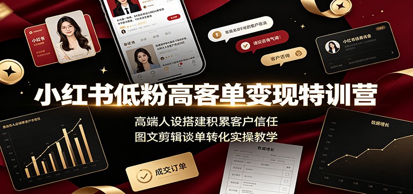 图片[1]-小红书低粉高客单变现特训营：高端人设搭建积累客户信任，图文剪辑谈单转化实操教学-御文网