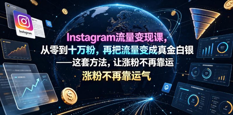 Instagram流量变现课，从零到十万粉，再把流量变成真金白银——这套方法，让涨粉不再靠运气【原创双语字幕】-大伟资源网