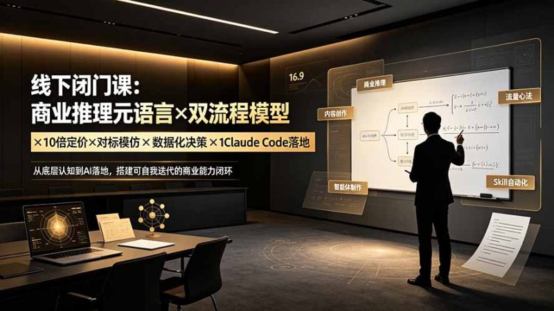 线下闭门课：商业推理元语言×双流程模型×10倍定价×对标模仿×数据化决策×Claude Code落地，击穿认知盲区-大伟资源网