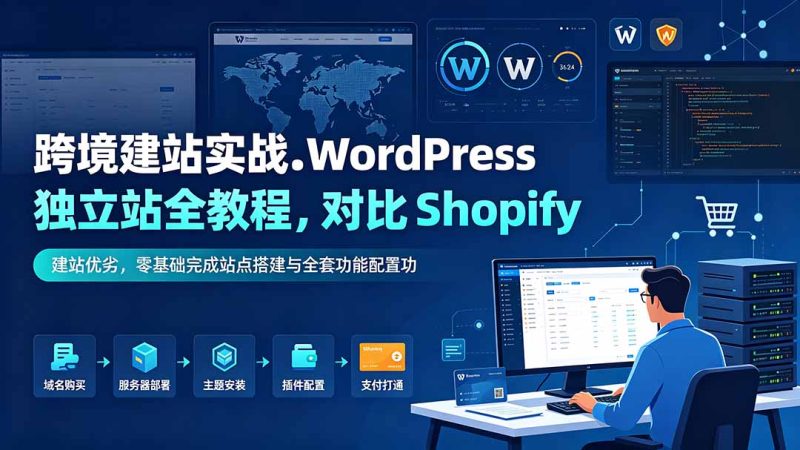 跨境建站实战：WordPress 独立站全教程，对比 Shopify 建站优劣，零基础完成站点搭建与全套功能配置-大伟资源网