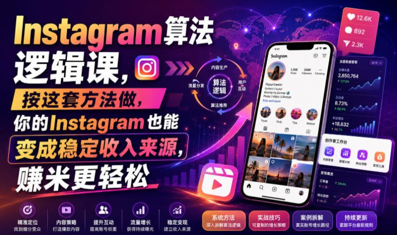 Instagram算法逻辑课，按这套方法做，你的Instagram也能变成稳定收入来源，賺米更轻松【原创双语字幕】-大伟资源网