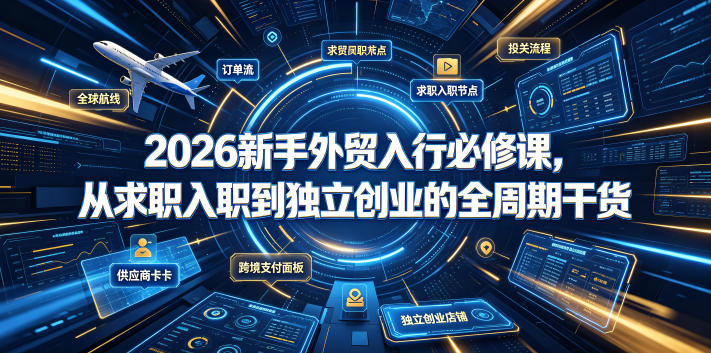 2026新手外贸入行必修课，从求职入职到独立创业的全周期干货-大伟资源网