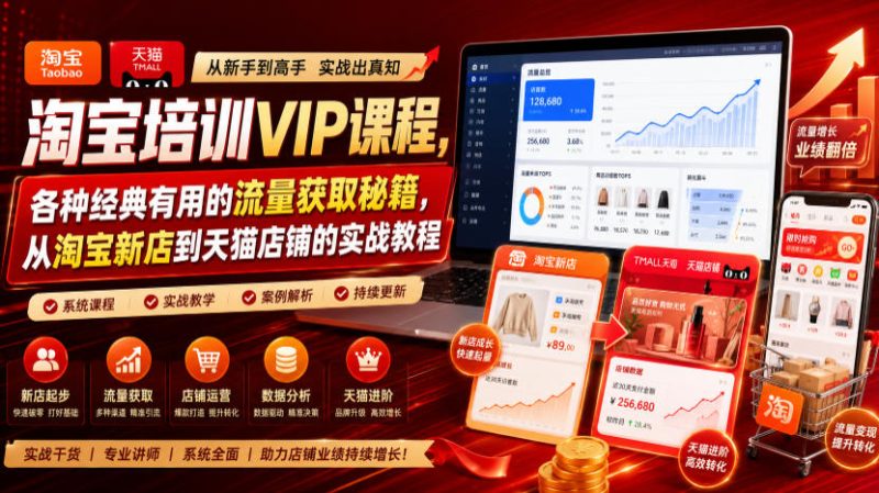 淘宝培训VIP课程，各种经典有用的流量获取秘籍，从淘宝新店到天猫店铺的实战教程(更新7月)-大伟资源网
