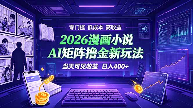 爆款小说漫画大阅读    ai矩阵操作    当天可见收益  日入400+    零门槛    高收益-大伟资源网