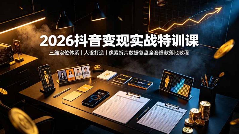 2026抖音变现实战特训课：三维定位体系｜人设打造｜像素拆片数据复盘全套爆款落地教程-大伟资源网