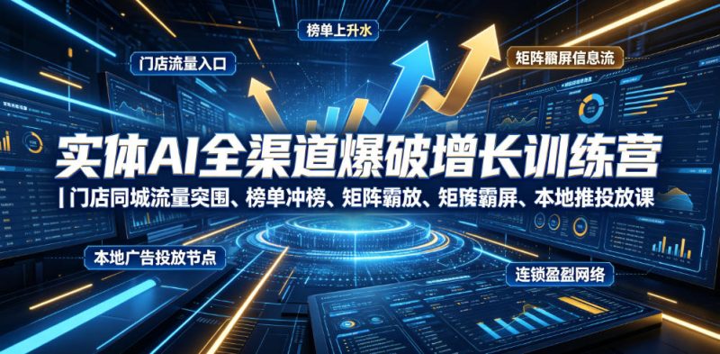 实体AI全渠道爆破增长训练营｜门店同城流量突围、榜单冲榜、矩阵霸屏、本地推投放、连锁复制全域盈利实战课-大伟资源网