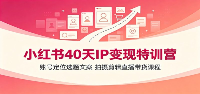 小红书40天IP变现特训营：账号定位选题文案，拍摄剪辑直播带货课程-大伟资源网