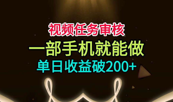 视频任务审核，一部手机就能做，简单上手，单日收益破200+【揭秘】-大伟资源网