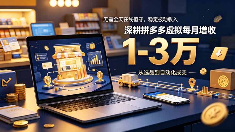 无需全天在线值守，稳定被动收入，深耕拼多多虚拟每月增收 1-3 万-大伟资源网