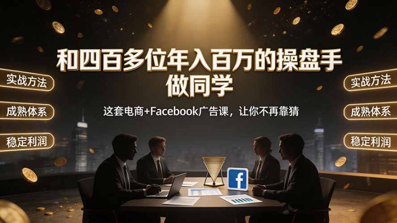 和四百多位年入百万的操盘手做同学——这套电商+Facebook广告课，让你不再靠猜【原创双语字幕】-大伟资源网