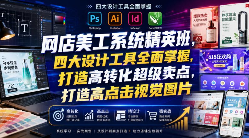 网店美工系统精英班，四大设计工具全面掌握，打造高转化超级卖点，打造高点击视觉图片(2026年7月)-大伟资源网