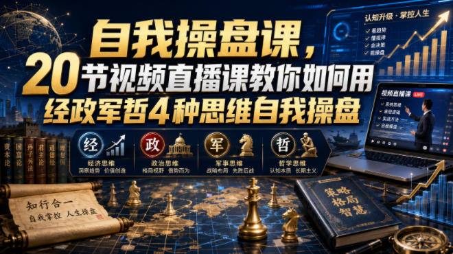 自我操盘课，20节视频直播课教你如何用经政军哲4种思维自我操盘-大伟资源网