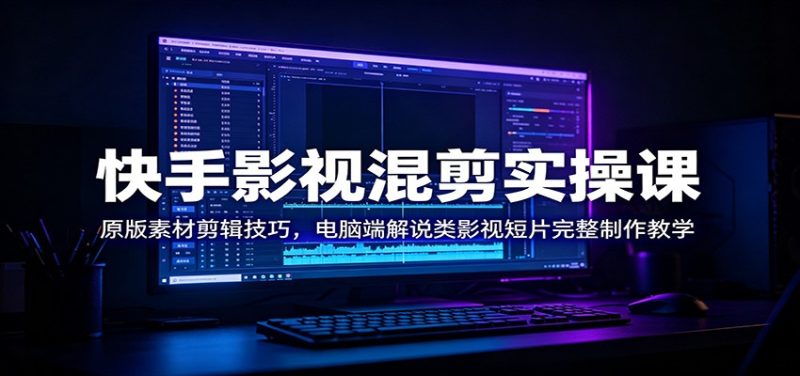 快手影视混剪实操课：原版素材剪辑技巧，电脑端解说类影视短片完整制作教学-大伟资源网