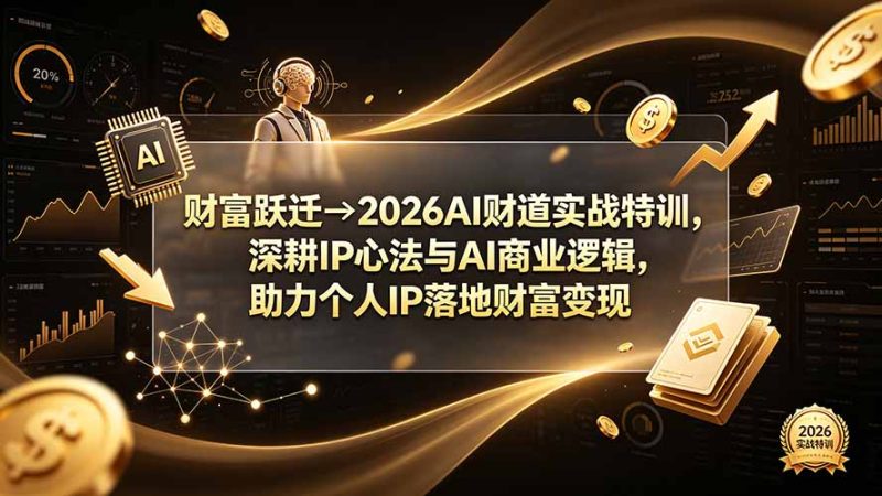 财富跃迁→2026AI财道实战特训，深耕IP心法与AI商业逻辑，助力个人IP落地财富变现-大伟资源网