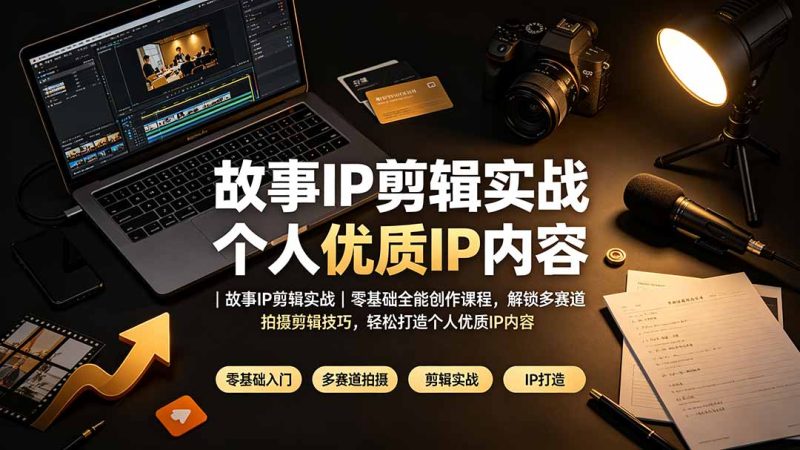 故事IP剪辑实战｜零基础全能创作课程，解锁多赛道拍摄剪辑技巧，轻松打造个人优质IP内容-大伟资源网