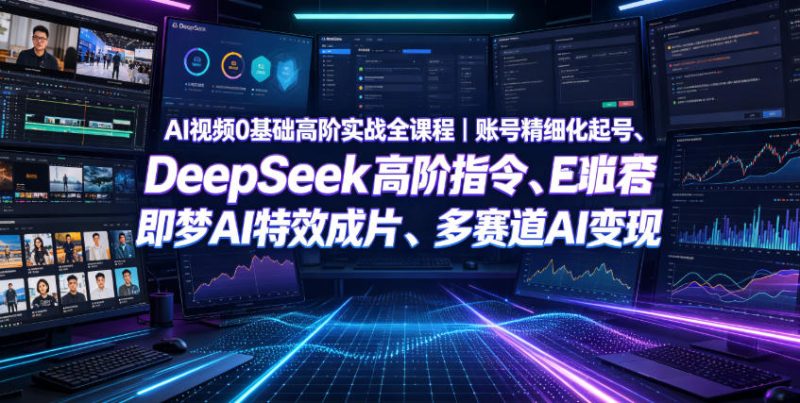 AI视频0基础高阶实战全课程｜账号精细化起号、DeepSeek高阶指令、即梦AI特效成片、多赛道AI短视频量产变现-大伟资源网