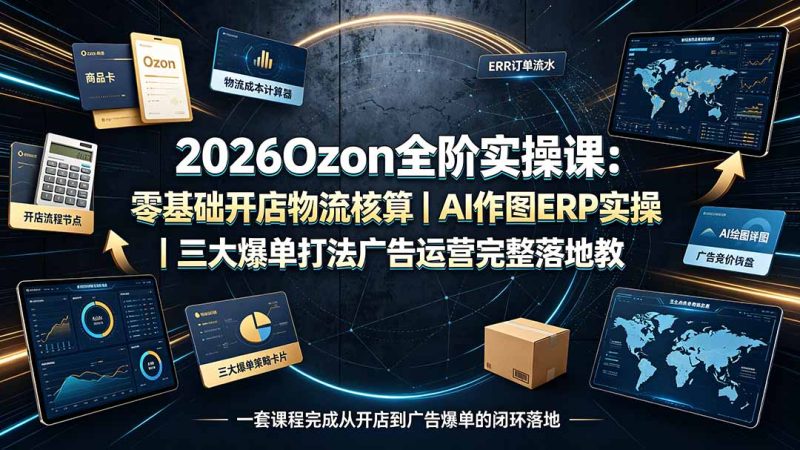 2026Ozon全阶实操课：零基础开店物流核算｜AI作图ERP实操｜三大爆单打法广告运营完整落地教程-大伟资源网
