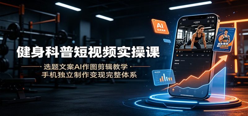 健身科普短视频实操课：选题文案AI作图剪辑教学，手机独立制作变现完整体系-大伟资源网