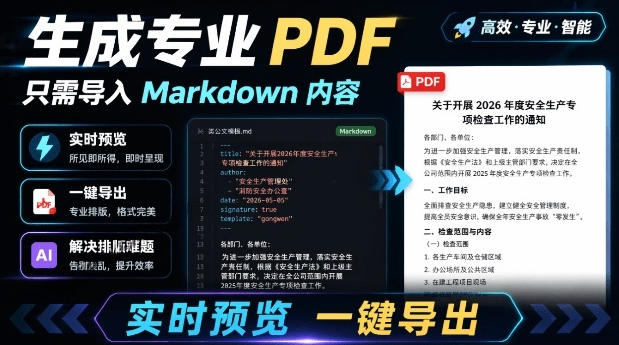只需导入Markdown内容，实时预览一键导出专业PDF！轻松解决AI生成内容排版问题Presto-大伟资源网