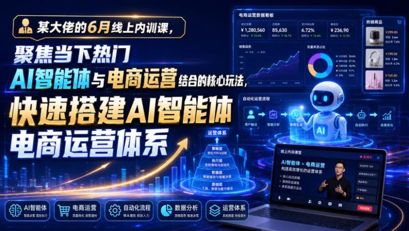 某大佬的6月线上内训课，聚焦当下热门AI智能体与电商运营结合的核心玩法，快速搭建AI智能体电商运营体系-大伟资源网