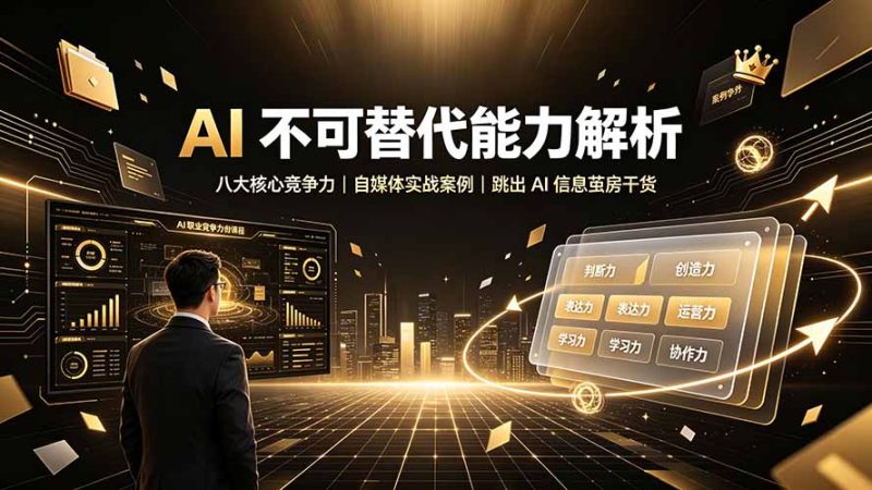 付费文章：AI 不可替代能力解析▸八大核心竞争力｜自媒体实战案例｜跳出 AI 信息茧房干货-大伟资源网