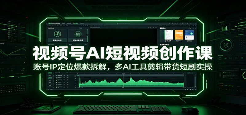 视频号AI短视频创作课：账号IP定位爆款拆解，多AI工具剪辑带货短剧实操-大伟资源网