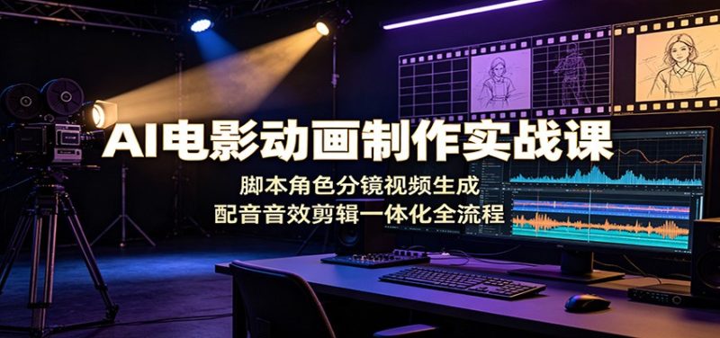 AI电影动画制作实战课：脚本角色分镜视频生成，配音音效剪辑一体化全流程-大伟资源网