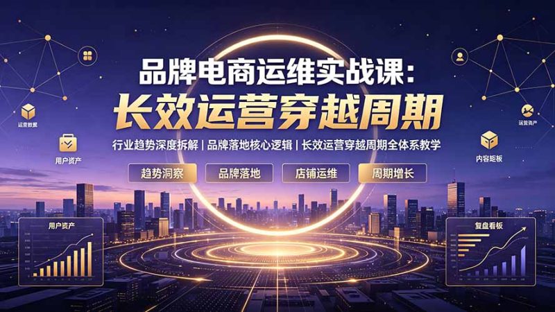 品牌电商运维实战课：行业趋势深度拆解｜品牌落地核心逻辑｜长效运营穿越周期全体系教学-大伟资源网