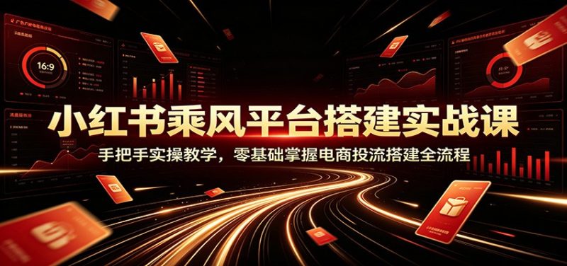 小红书乘风平台搭建实战课：手把手实操教学，零基础掌握电商投流搭建全流程-大伟资源网