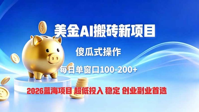 全网独家！2026美金搬砖新项目，低门槛高回报，长久绿色稳定，用副业改写人生-大伟资源网
