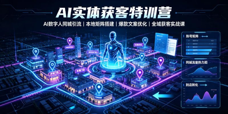 AI实体获客特训营｜AI数字人同城引流、本地矩阵搭建、爆款文案优化全域获客实战课-大伟资源网