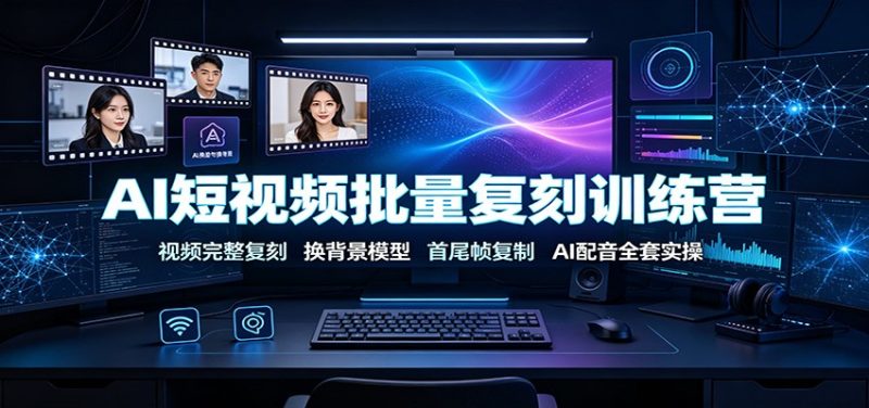 AI短视频批量复刻训练营：视频完整复刻，换背景模型、首尾帧复制、AI配音全套实操-大伟资源网