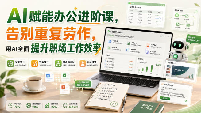 AI赋能办公进阶课，告别重复劳作，用AI全面提升职场工作效率-大伟资源网
