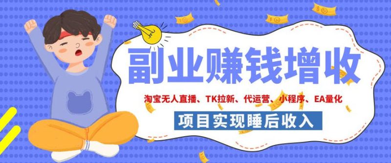 2026年多个真实落地副业项目,手把手带你搭建被动收入管道(淘宝无人直播、海外TK拉新、CSGO饰品交易、去水印小程序等)【揭秘】-大伟资源网
