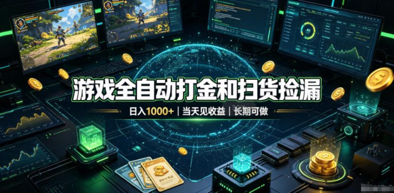 游戏全自动打金和扫货捡漏，日入1k+，当天见收益，长期可做！【揭秘】-大伟资源网