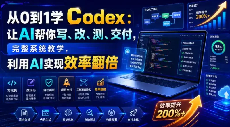 从0到1学Codex：让AI帮你写、改、测、交付，完整系统教学，利用AI实现效率翻倍(更新0918)-大伟资源网