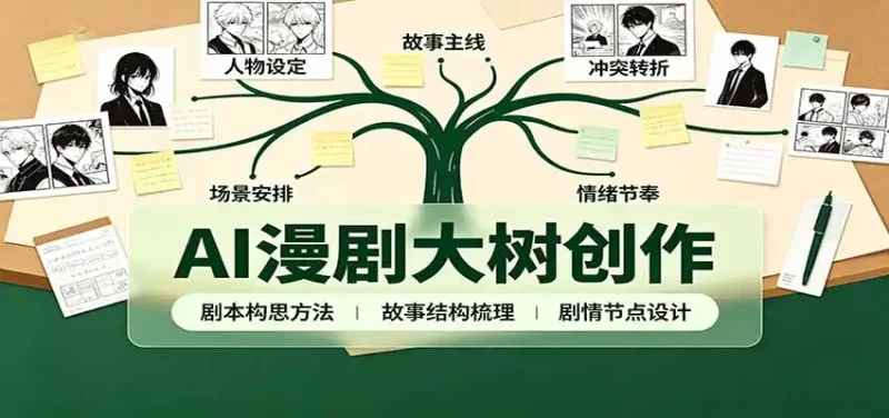 AI漫剧大树创作：剧本构思课程讲解，软件插件配置，配套工具资料完整梳理-大伟资源网