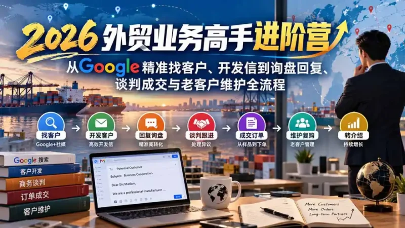 2026外贸业务高手进阶营：从Google精准找客户、开发信到询盘回复、谈判成交与老客户维护全流程-大伟资源网
