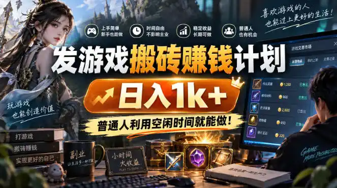 发游戏搬砖賺钱计划，日入1k+，普通人利用空闲时间就能做！【揭秘】-大伟资源网
