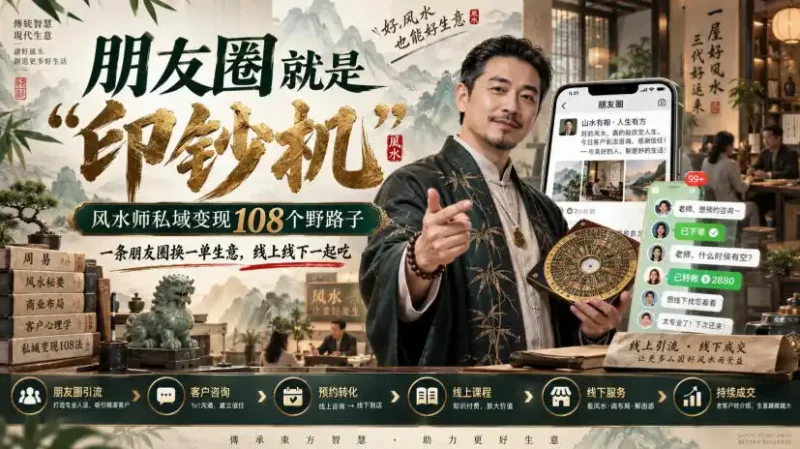 朋友圈就是“印钞机”，风水师私域变现108个野路子，一条朋友圈换一单生意，线上线下一起吃【文档】-大伟资源网