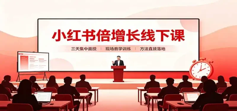 小红书倍增长线下课：三天集中面授，拆解选品、素材制作与起号全链路-大伟资源网