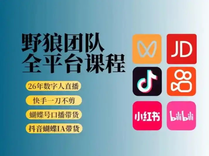 野狼团队2026新版全平台短视频带货教学，打开流量突破口，开始Ai带货(更新0913)-大伟资源网