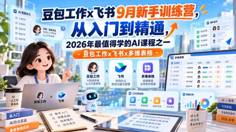 豆包工作x飞书9月新手训练营，从入门到精通，2026年最值得学的Al课程之一-豆包工作x飞书x多维表格-大伟资源网