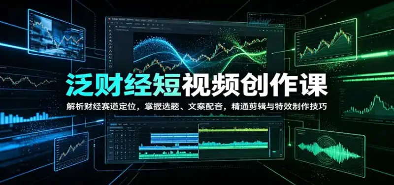 泛财经短视频创作课：解析财经赛道定位，掌握选题、文案配音，精通剪辑与特效制作技巧-大伟资源网